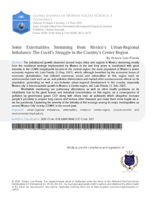Some Externalities Stemming from Mexico2019;s Urban-Regional Imbalance: The Covid2019;s Struggle in the Country2019;s Center Region