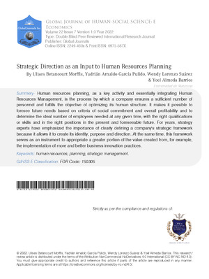 Strategic Direction as an Input to Human Resources Planning