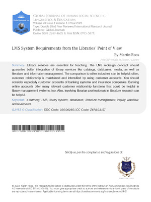 LMS System Requirements from the Libraries’ Point of View