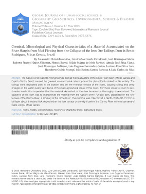 Chemical, Mineralogical and Physical Characteristics of a Material Accumulated on the River Margin from Mud Flowing from the Collapse of the Iron Ore Tailings Dam in Bento Rodrigues, Minas Gerais, Brazil