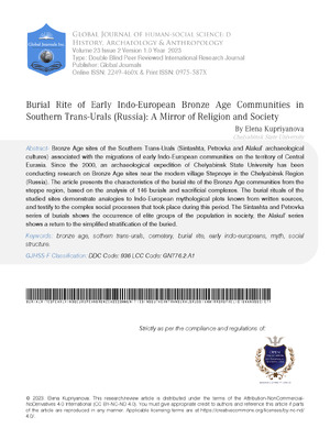 Burial Rite of Early Indo-European Bronze Age Communities in Southern Trans-Urals Russia: A Mirror of Religion and Society