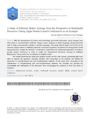 A Study of Different Modes’ Synergy from the Perspective of Multimodal Discourse: Taking Apple Product Launch Conferences as an Example