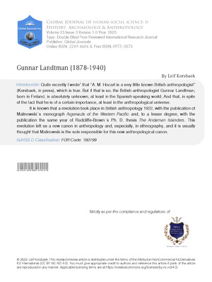 Gunnar Landtman (1878-1940)