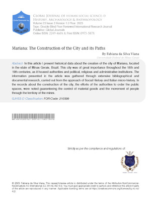 Mariana: The Construction of the City and its Paths