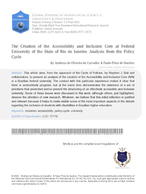 The Creation of the Accessibility and Inclusion Core at Federal University of the State of Rio De Janeiro: Analysis From the Policy Cycle
