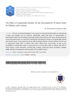 The Effect of Augmented Reality on the Development of Social Skills of Children with Autism