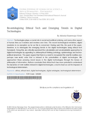 Re-ontologizing Ethical Tech and Emerging Trends in Digital Technologies