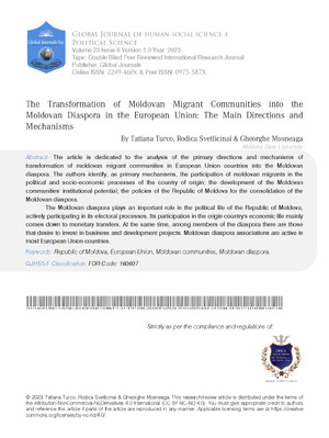 The Transformation of Moldovan Migrant Communities Into The Moldovan Diaspora in The European Union: The Main Directions and Mechanisms
