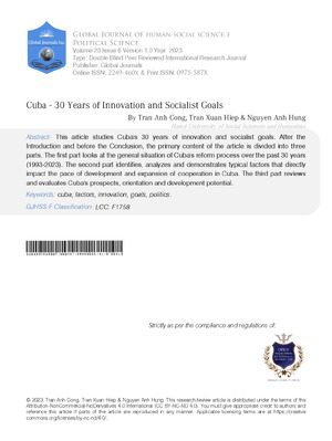 Cuba - 30 years of innovation and socialist goals