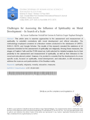 Challenges for Assessing the Influence of Spirituality in Moral Development – In Searching for a Scale