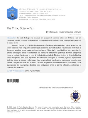 The Critic Octavio Paz.