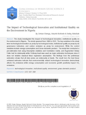 The Impact of Technological Innovation and Institutional Quality on the Environment in Nigeria