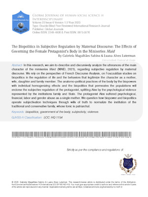 The Biopolitics in Subjective Regulation by Maternal Discourse: The Effects of Governing the Female Protagonists Body in the Miniseries Maid