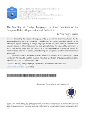 The Teaching of Foreign Languages in Some Countries