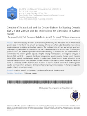 Creation of Humankind and the Gender Debate