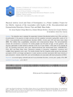 Physical Activity Level and Time of Participation 