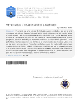 Why Economics Is Not, and Cannot Be