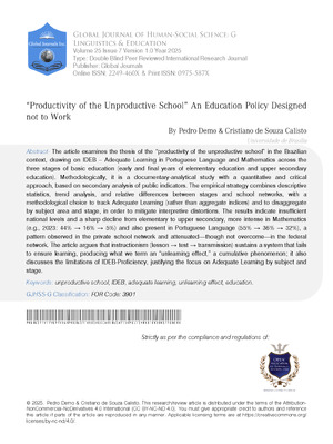 Productivity of the Unproductive School An education policy designed not to work