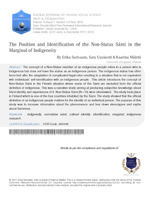 The Position and Identification of the Non-Status Sámi in the Marginal of Indigeneity